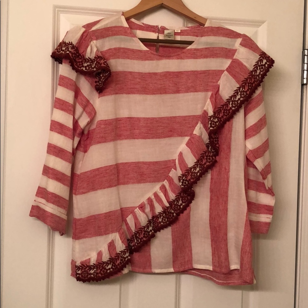 Anthropologie striped ruffle top